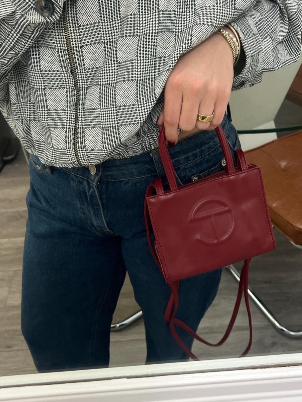 Telfar Mini Tote in Deep Burgundy Leather